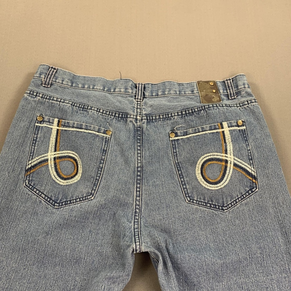 Jean Station Jeans Men 44x32 (42x32) Y2K Baggy Embroidered Pockets Distressed‎